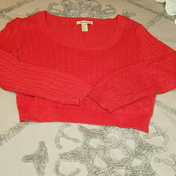 Forever 21 Red Cropped Sweater Size L - Picture 4 of 6